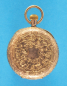 Gravierte Damen-Goldtaschenuhr, floral graviertes 9-ct.-Goldgehäuse