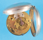Silberne Spindeltaschenuhr, glattes Gehäuse mit Außenscharnier,