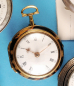 Vergoldete Spindeltaschenuhr mit bemaltem Schildpatt-Übergehäuse,