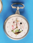 Silberne Spindeltaschenuhr mit bemaltem Zifferblatt,