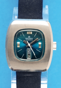 Rechteckige Golana Automatic-Stahlarmbanduhr mit Kalender, cal. 2658, um 1970