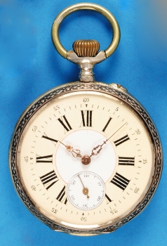 Alpenländische Silbertaschenuhr mit Kronenaufzug, um1900