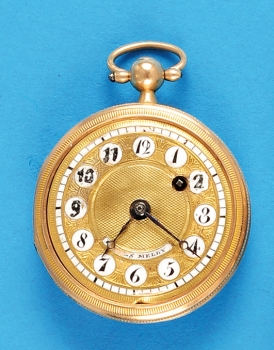 Kleine Damen Goldspindeltaschenuhr, Frères Melly, Genève um 1800-1820,