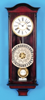 Federzug-Regulator mit Halbstundenschlag auf Tonfeder und Kalendarium mit Datum, Wochentag und Monat, um 1900