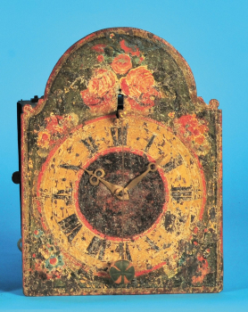Barocke Wanduhr mit Spindelgang und Vorderpendel, Stundenschlag auf Glocke,