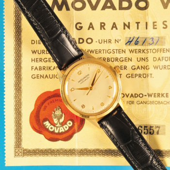 Movado Automatic-Goldarmbanduhr, mit Zertifikat von 1958,