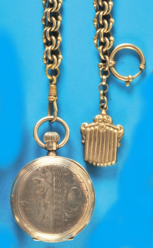 Longines Silbertaschenuhr, Nr. 460979, mit Metall-Taschenuhrkette,