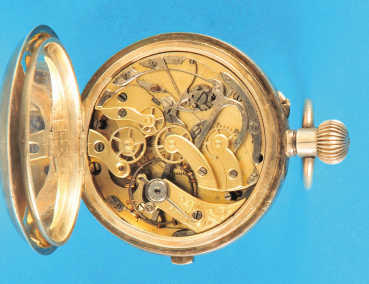 Silbertaschenuhr mit Sprungdeckel, Chronograph und 30-Minuten-Zähler