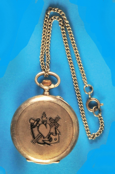 Silberne Damen-Taschenuhr, verziert mit Anker,