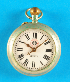 Roskopf-Taschenuhr mit Original-Roskopf-Watchpaper  im Werkdeckel