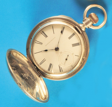 Versilberte Taschenuhr mit Sprungdeckel, Illinois Watch Co., Springfield,