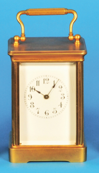 Amerikanische Reiseuhr mit Halbstundenschlag auf Tonfeder, Boston Clock Co., Boston, Patented Dec. 28, 1880,