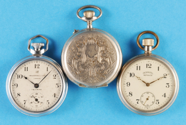 Konvolut mit 3 Ingersoll-Metall-Taschenuhren
