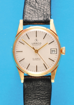 Lanco Automatic, vergoldete Armbanduhr mit Zentralsekunde und Datum,