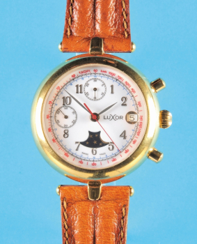 Neuwertiger vergoldeter Luxor Armbanduhr-Chronograph mit Mondphase,