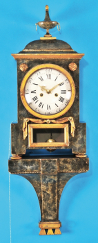 Schweizer Holztischuhr mit Originalkonsole, Spindelgang,