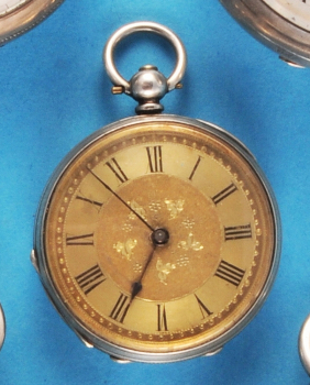 Silberne Damen-Taschenuhr mit Zylinderhemmung und Schlüsselaufzug, um 1880,