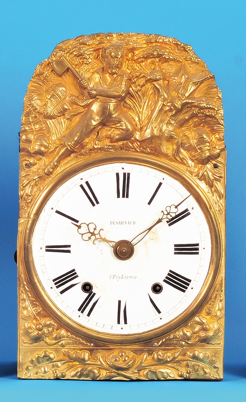 Comtoise Mit Lyrapendel Und Halbstundenschlag Auf Glocke Desarnaud A Puy Laurens 19 Jh Galerie Auktionshaus Peter Kloter