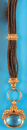 Haar-Taschenuhrkette mit vergoldetem Schieber und Goldanhänger mit geschliffenem, ovalen Stein 