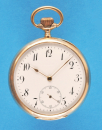 Nomos, Neues System Glashütte, Goldtaschenuhr, guillochiertes 14-ct.-2-Deckel-Goldgehäuse