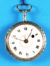 Silberne Spindeltaschenuhr mit Datum, Frankreich anonym, um 1800,