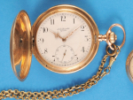 J.J. Badollet, Genève, Goldtaschenuhr mit Sprungdeckel und vergoldeter Taschenuhrkette