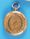 Goldene Damentaschenuhr, 14 ct., mit schwarzem Opakemail, um 1870