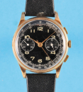 Gold-Armbanduhr Chronograph mit Zähler, 18 ct. Goldgehäuse, um 1950,