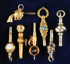 Sammlung mit 7 antiken Taschenuhrschlüsseln,