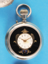 Chronometro Invincibile, Nickeltaschenuhr mit stilisierter Pendule auf Zifferblatt