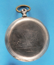 Gravierte Silbertaschenuhr mit Jäger und Hund, Zylinderwerk mit Schlüsselaufzug