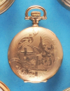 Vergoldete Damen-Taschenuhr mit Sprungdeckel, guillochiertes, mit Vögeln und Blumen reich graviertes Gehäuse,