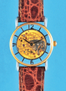 Oris, skelettierte Damen-Armbanduhr mit vergoldeten Lünetten,