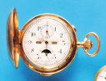 Große astronomische Goldtaschenuhr mit Sprungdeckel und ¼-Repetition auf 2 Tonfedern
