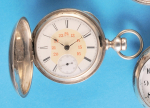 Illinois Watch Co., Springfield Ill., massives, glattes Coin-Silver- Gehäuse mit leerer Monogrammkartusche auf Sprungdeckel,