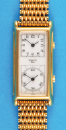 Wempe Paris, Duo-Dial, rechteckige, vergoldete Armbanduhr mit 2-Zonen-Zeit