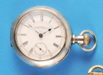American Waltham Safety Pinion Taschenuhr im glatten Bay State Imperial Coin Gehäuse,