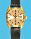 Vergoldete Tissot-Armbanduhr, mit Automatic,Wochentag- und Datumsanzeige, im Verkaufs-Etui,