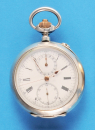 Henchoz Frères au Locle, große Silbertaschenuhr mit Chronograph und 30-Minuten-Zähler gegen den Uhrzeigersinn,