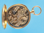  Goldtaschenuhr mit ¼-Repetition auf Tonfedern und Schlüsselaufzug,