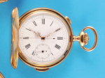 Volta Goldtaschenuhr mit Sprungdeckel, ¼-Repetition auf 2 Tonfedern und Chronograph,