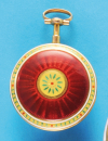 Gold-Email-Spindeltaschenuhr, Glaslünette als Sprungdeckel, Frankreich um 1800,