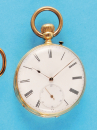 Goldtaschenuhr, guillochiertes (beriebenes) 18-ct.-Goldgehäuse mit leerer Monogrammkartusche (Dellen),