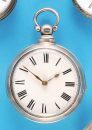 Englische Spindeltaschenuhr mit Übergehäuse, um 1860, glatte Gehäuse