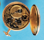 Große goldene Musik-Taschenuhr mit stündlicher Auslösung und auf Ruf,