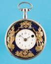 Silberne Spindeltaschenuhr mit Glockenschläger-Automaten (Jacquemarts) und ¼- Repetition,