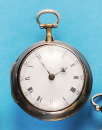 Silberne Spindeltaschenuhr mit Übergehäuse, B.Watts London, glatte Gehäuse, HM 1795