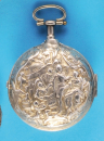 Bergthold à Manheim, silberne Spindeltaschenuhr in doppeltem Repoussé-Übergehäuse,