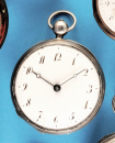 Versilberte Taschenuhr mit Sautroghemmung und Stunden-Selbstschlag auf Tonfeder
