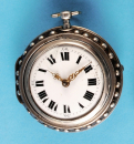 Anton Pfleger in Aibling, silberne Spindeltaschenuhr mit lackiertem Übergehäuse in Schildpattdesign mit Ziernägeln,